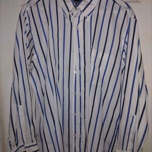 Landsend Blue Striped Button Down Shirt